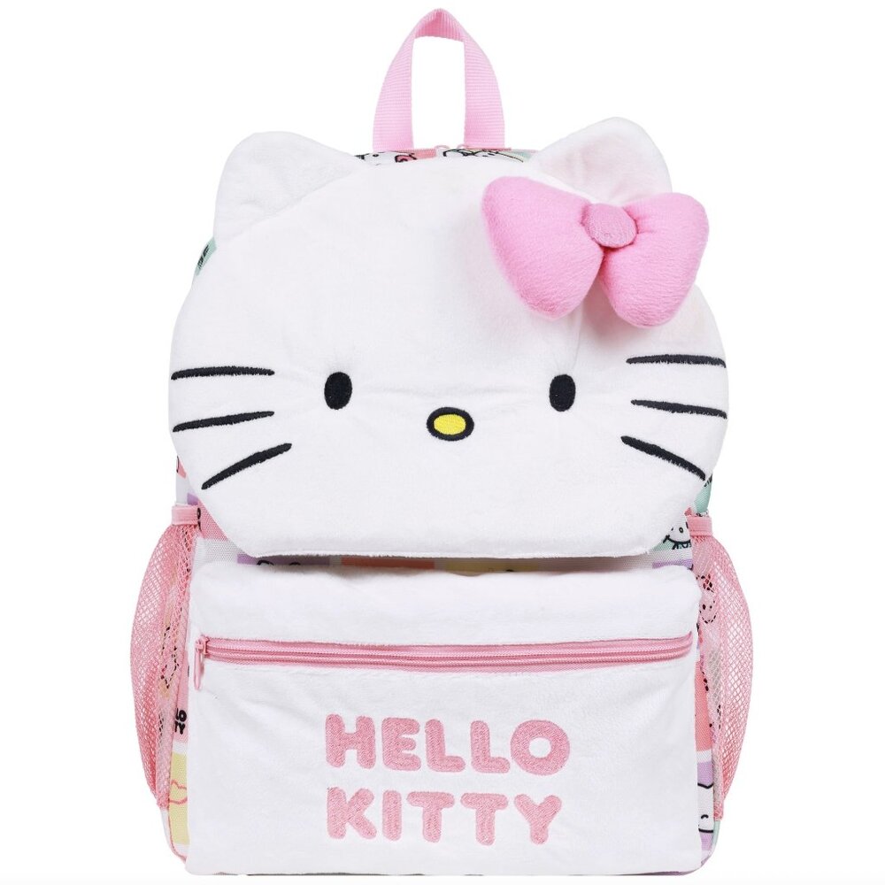 Hello Kitty Plush Face Laptop Backpack with Bow